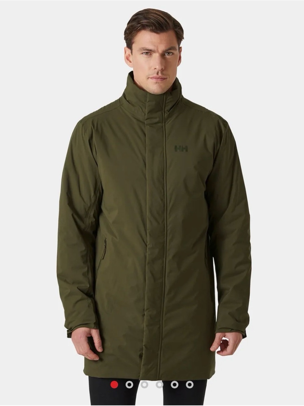 Helly Hansen Olive Green Men's Raincoat with High Collar